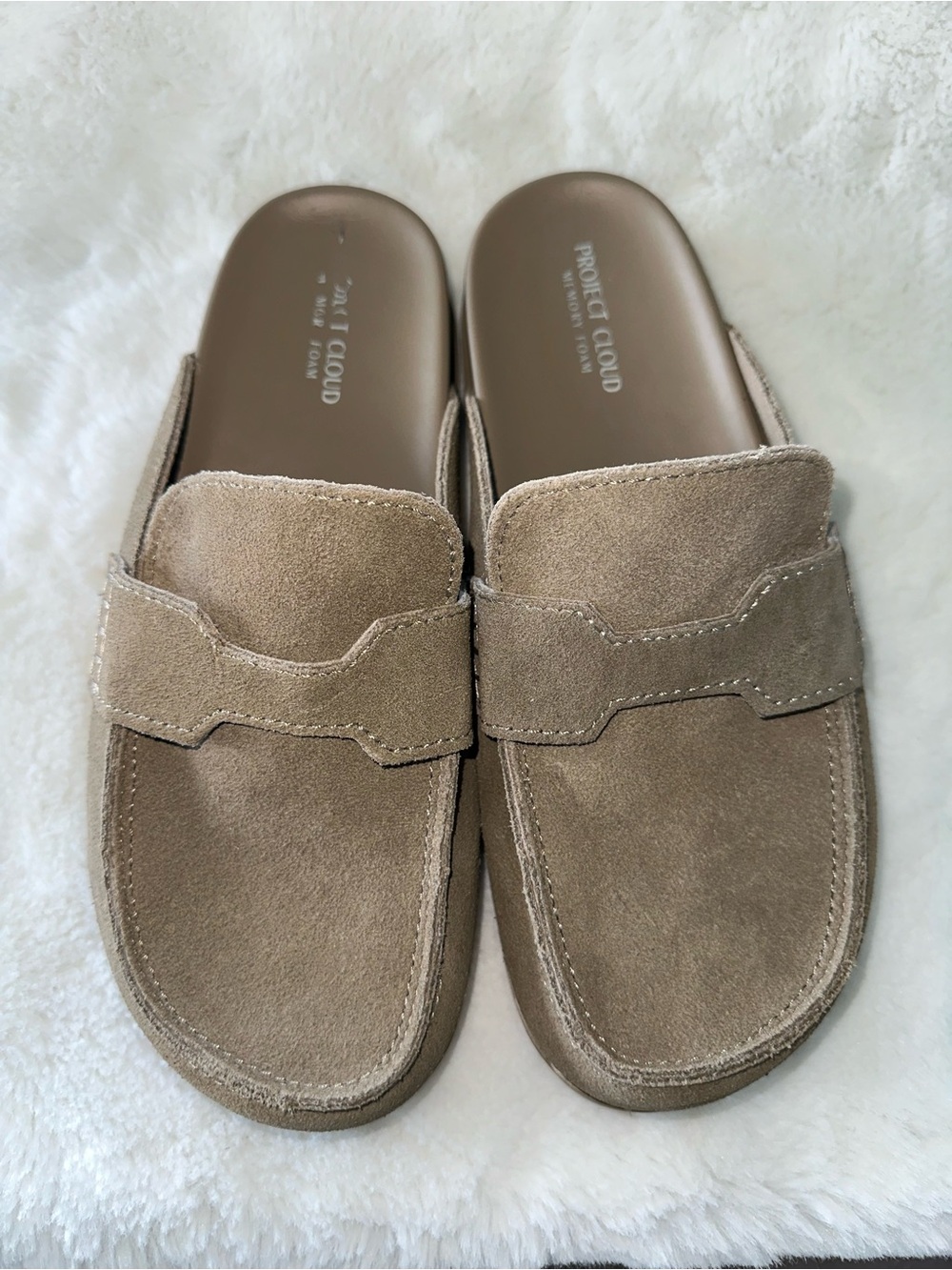 Project Cloud Taupe Genuine Suede Slip-On Loafer Slides Women 9